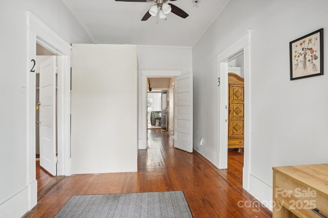 corridor featuring dark hardwood / wood-style flooring