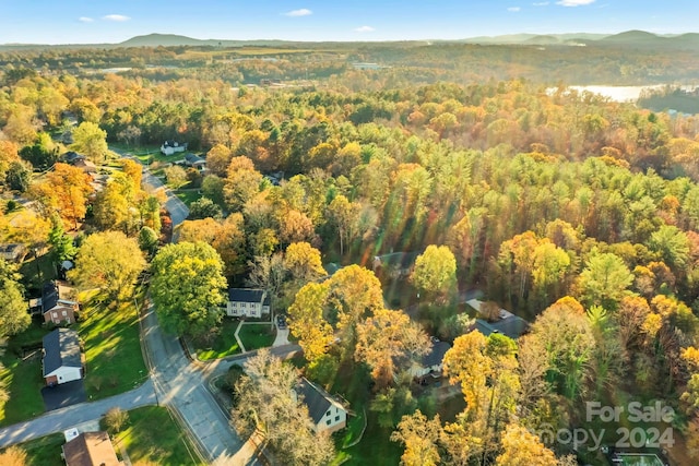 birds eye view of property featuring a mountain view