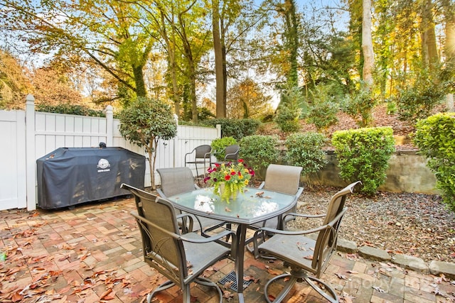 view of patio / terrace featuring a grill