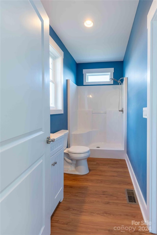 2637 Bowden Ln, Hendersonville, NC 28792 - full bath featuring a shower, toilet, wood finished floors, and vanity