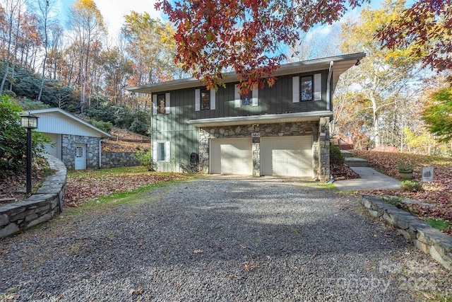 exterior space featuring a garage