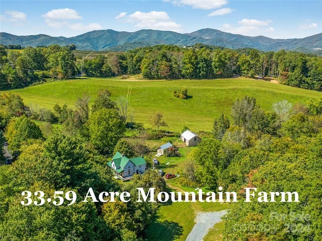 drone / aerial view featuring a mountain view