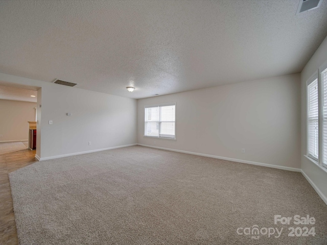 empty room featuring carpet flooring and a textured ceiling