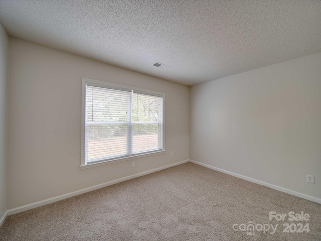 carpeted spare room with a textured ceiling