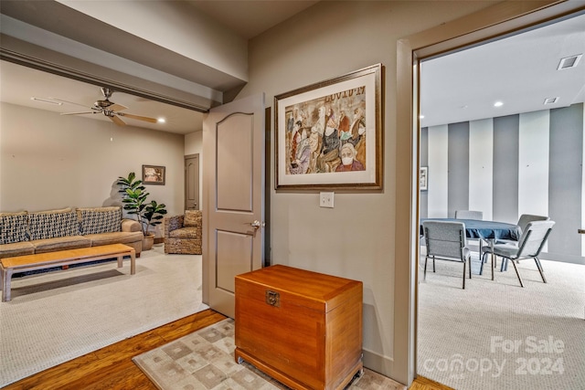 hall featuring light hardwood / wood-style floors