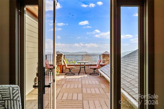 balcony with a mountain view