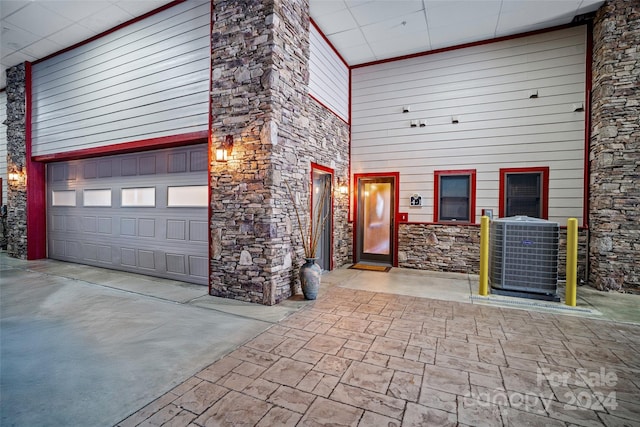 garage featuring central AC unit