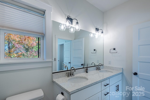 bathroom with toilet and vanity