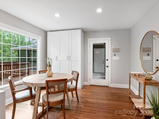 3 White Rock Ct, Arden, NC 28704 - dining area featuring baseboards, light wood-style floors, and recessed lighting