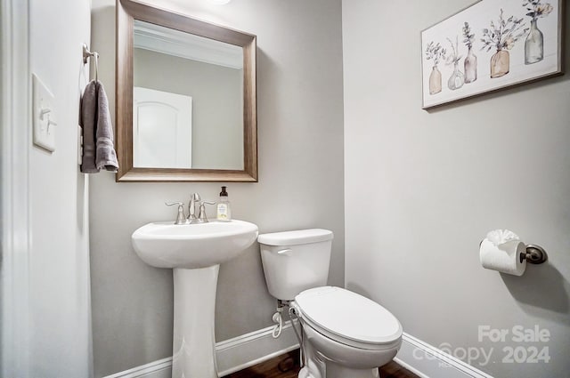 bathroom with hardwood / wood-style floors and toilet