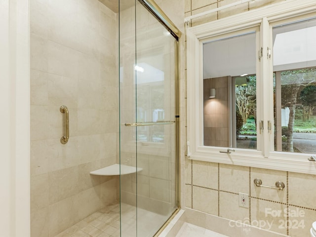 bathroom featuring walk in shower