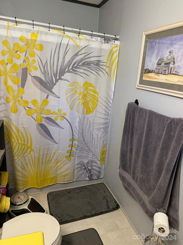 bathroom with tile patterned flooring and toilet