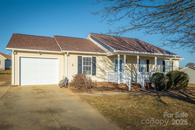 ranch-style home with a garage