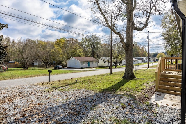 view of yard with a garage