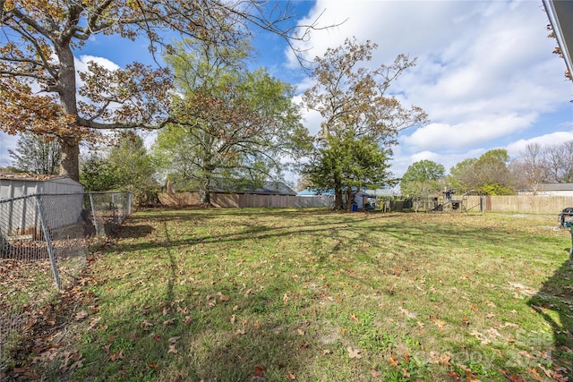 view of yard featuring a shed