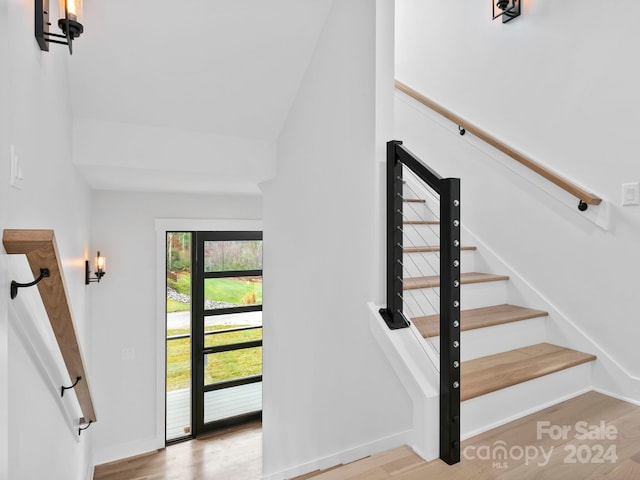 foyer with light hardwood / wood-style flooring