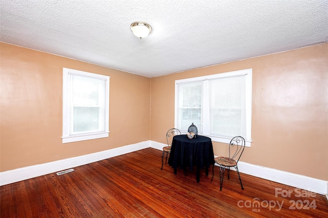 interior space featuring hardwood / wood-style floors and a textured ceiling