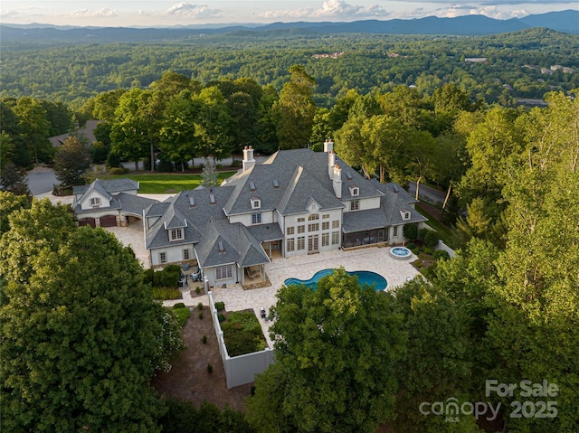 drone / aerial view with a mountain view