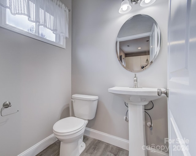 bathroom featuring hardwood / wood-style flooring and toilet