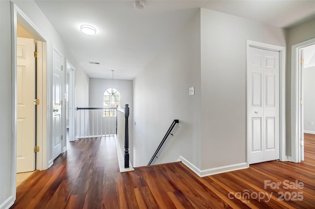 corridor with dark hardwood / wood-style floors