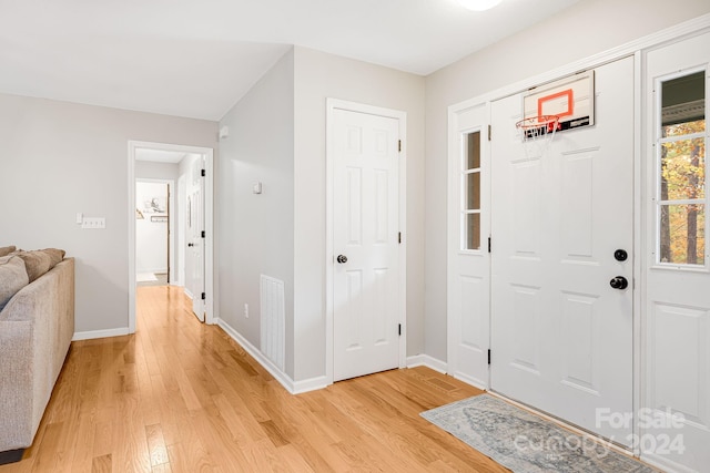 entrance foyer with light hardwood / wood-style flooring