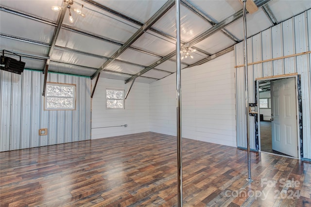 interior space featuring wood walls