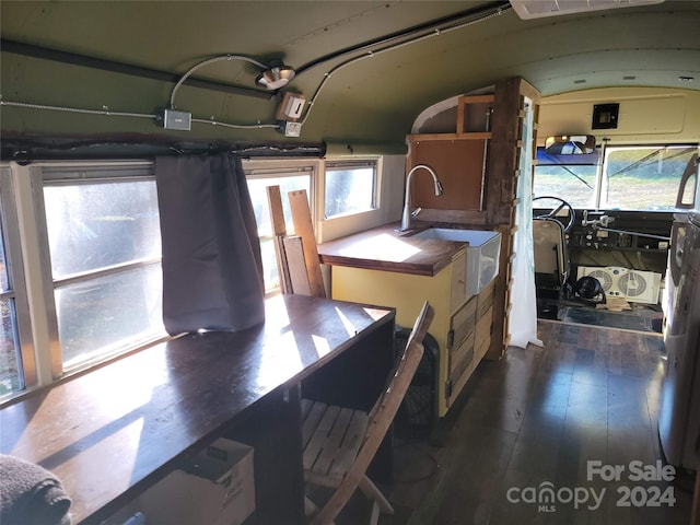 kitchen featuring a wealth of natural light, sink, and dark hardwood / wood-style floors