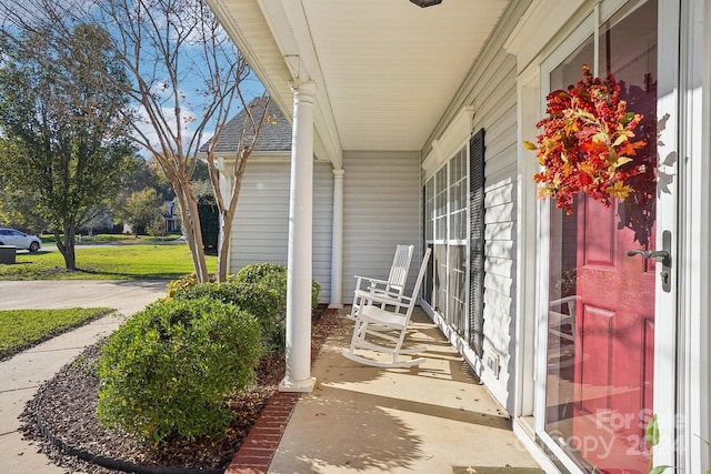 view of patio featuring covered porch