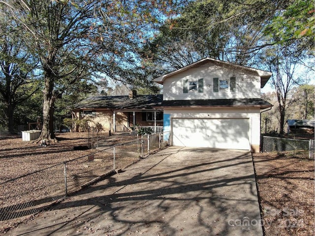 view of front property with a garage