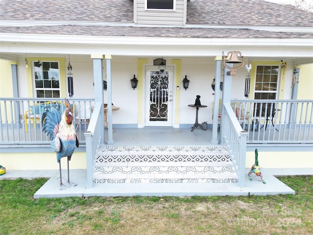 2034 Haileys Ferry Rd, Lilesville, NC 28091 - entrance to property featuring a shingled roof and a porch
