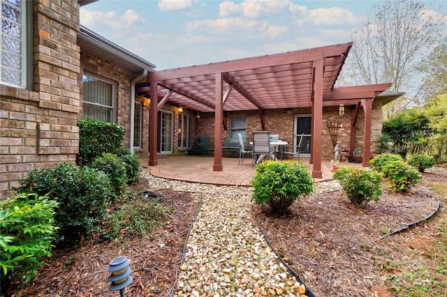 exterior space with a pergola