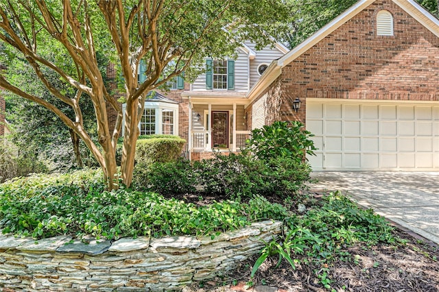 front facade with a garage