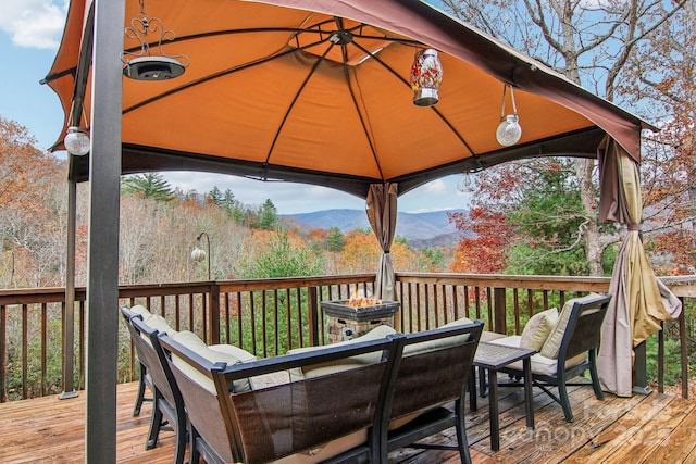 deck featuring a mountain view