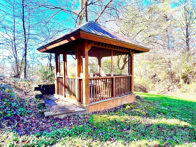 wooden terrace with a gazebo