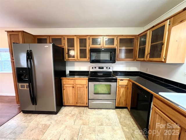 kitchen with black appliances