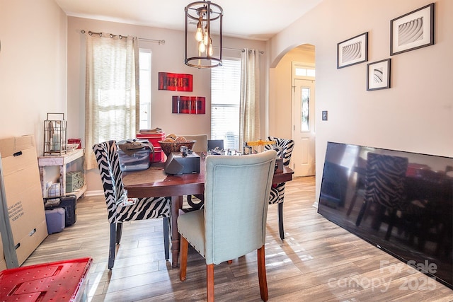 dining space featuring light hardwood / wood-style flooring