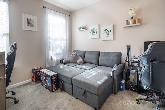 view of carpeted home office