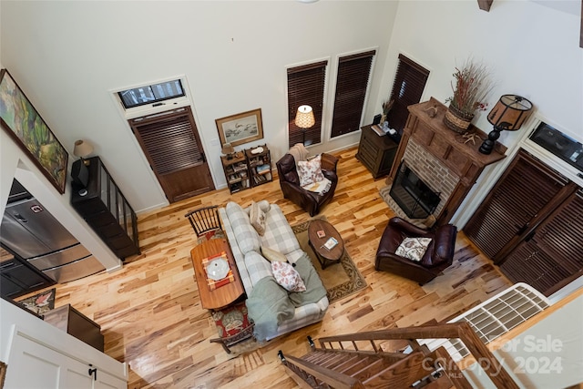 living room with light hardwood / wood-style flooring