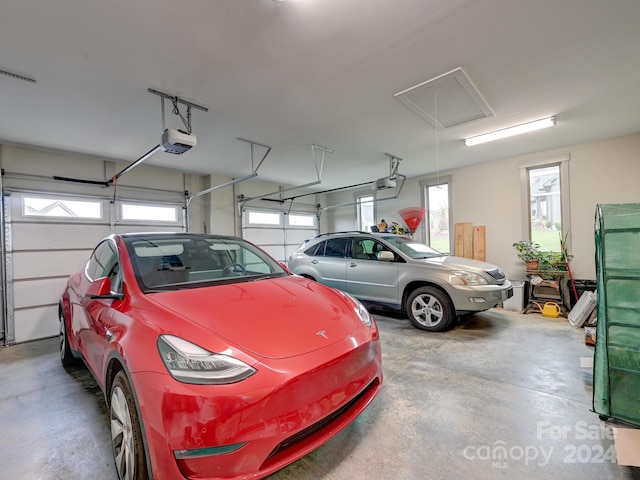 garage with a garage door opener