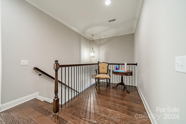 stairs featuring hardwood / wood-style flooring