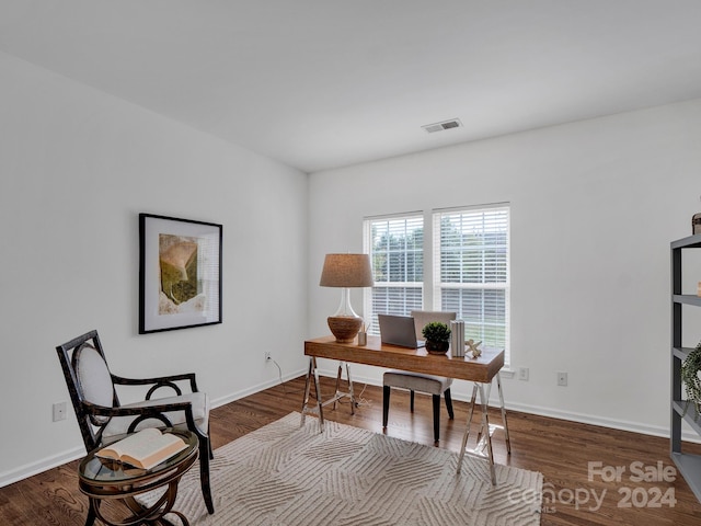 office area featuring hardwood / wood-style floors