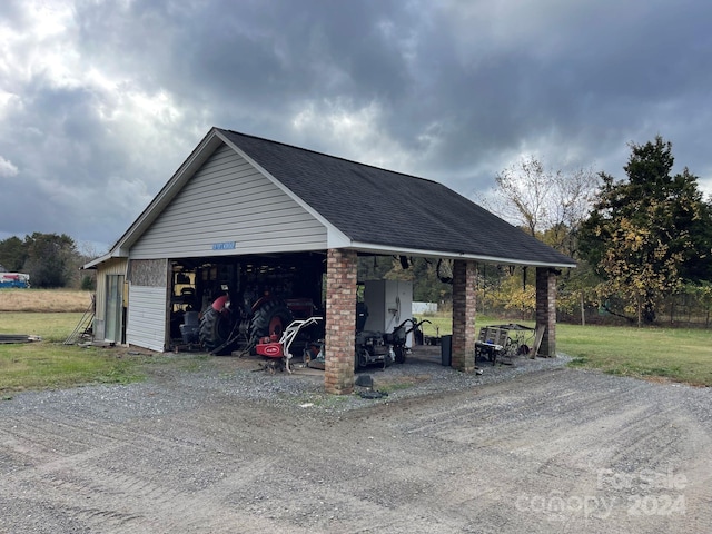 view of garage