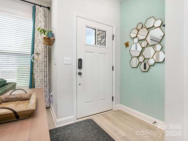 entrance foyer featuring a wealth of natural light and light wood-type flooring