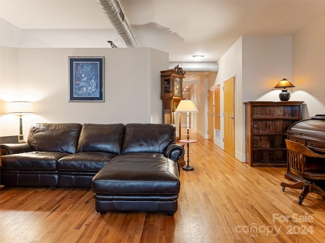 living room with light wood-type flooring