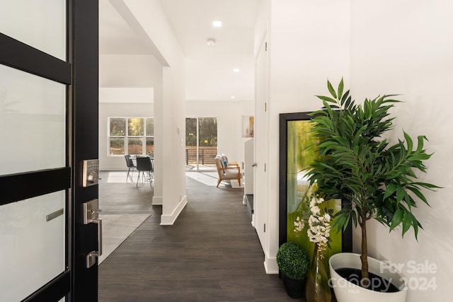 9000 Boyd Dr, Matthews, NC 28105 - corridor featuring dark wood finished floors and recessed lighting