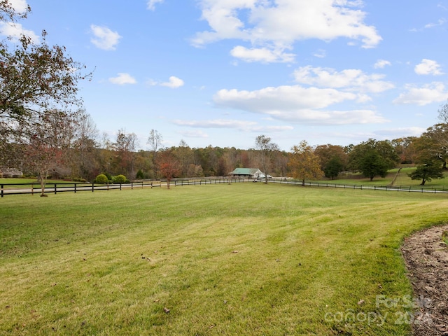 view of yard with a rural view