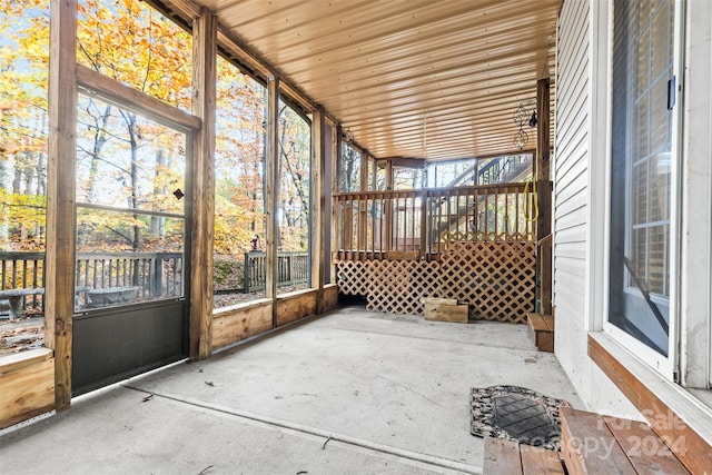 view of unfurnished sunroom