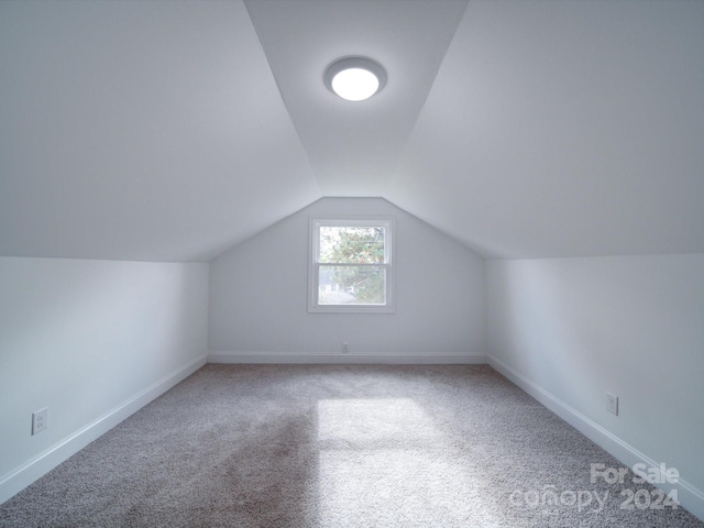 bonus room with carpet and vaulted ceiling