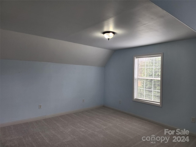 bonus room featuring light carpet and vaulted ceiling