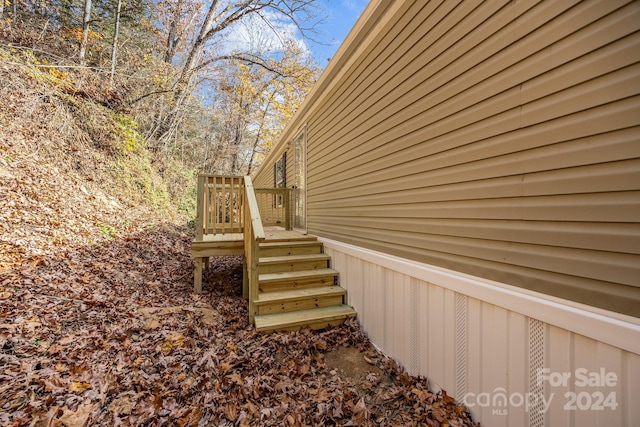 view of home's exterior featuring a deck